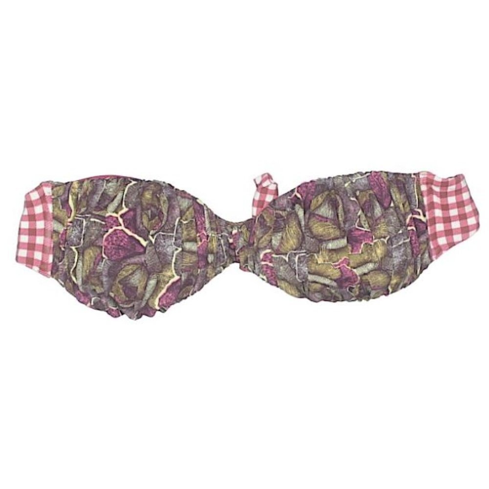Maaji Checkered Ruched Strapless Bikini Top Medium